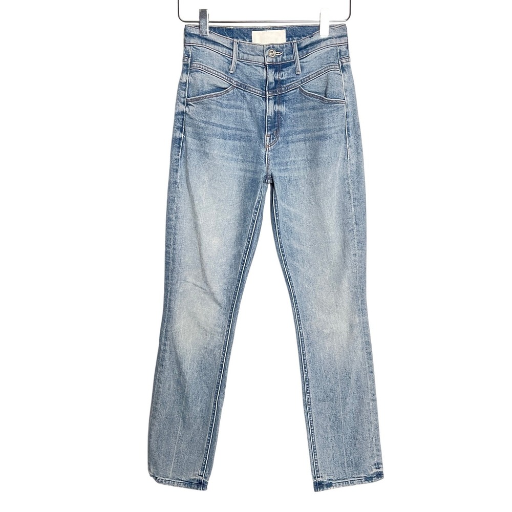 Mother Womens The Dazzler Yoke Front Ankle High Rise Jeans Size 24 Light Wash